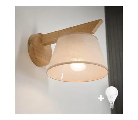 Svietidlá BRILAGI - LED  Nástenné svietidlo ANTHONY 1xE14/40W/230V dub/béžová 8590828610410