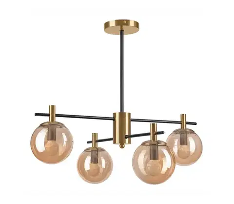 Svietidlá  Luster na tyči LILOU 4xE14/5W/230V zlatá/čierna/dymová béžová LM-4.219