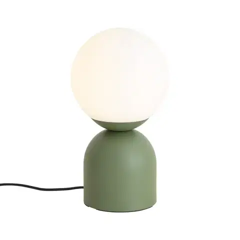 Stolné lampy Hotel Chic Table Lamp Green with Opal Glass - Pallon Trend