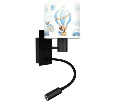 Svietidlá BRILAGI - LED flexibilná lampa BOBO 1xE27/25W/230V + LED/3W čierna/biela/modrá/medvedíky BG1558+BG5585