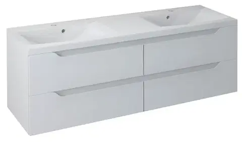 Kúpeľňový nábytok SAPHO - WAVE dvojumývadlová skrinka 149,7x50x47,8cm, biela WA150-3030