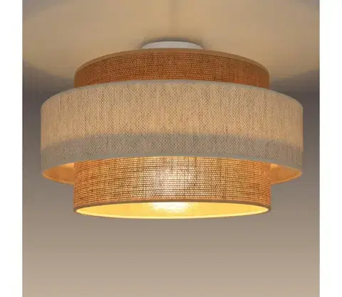 Svietidlá  Stropné svietidlo BOHO 1xE27/60W/230V pr. 40 cm krémová/juta H0163