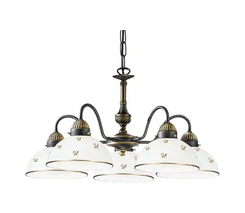 Svietidlá Kolarz 731.85.170 - Luster na reťazi NONNA 5xE27/75W/230V s kvetinovým motívom, ružové zlato 731.85.170