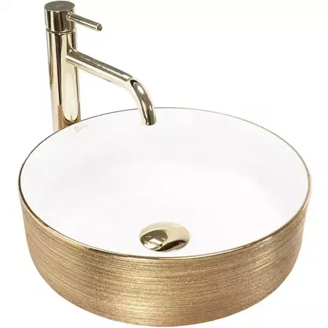 Umývadlá Umývadlo na dosku Sami Gold Brush/White