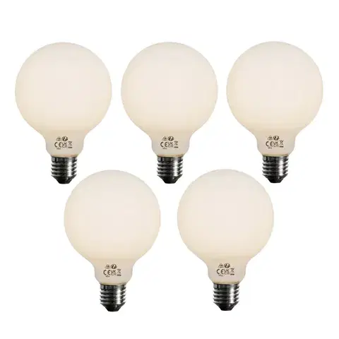 LED osvetlenie Sada 5 ks E27 3-stupňová stmievateľná LED žiarovka opálové sklo G95 4W 450lm 3000K