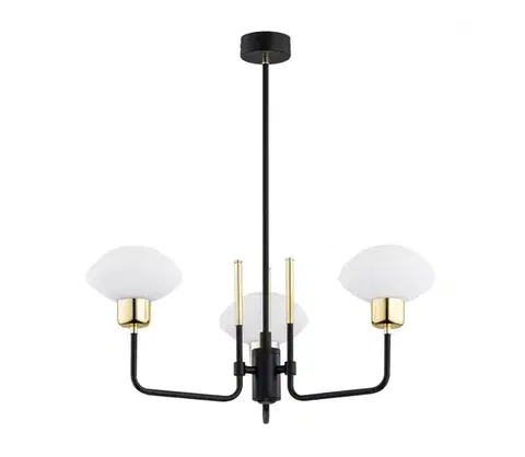 Svietidlá Argon 6166 - Luster na tyči RAVELLO 3xE14/15W/230V čierna/zlatá 6166