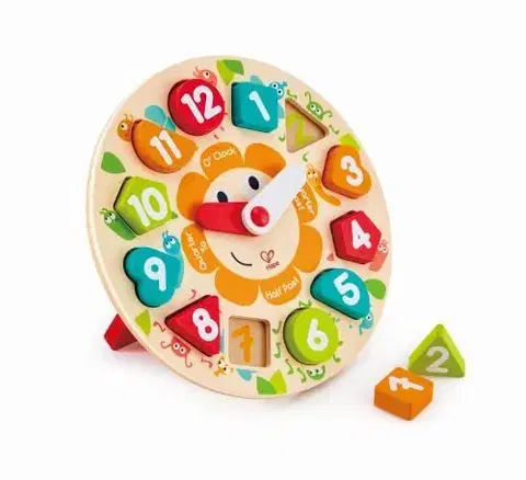 Abeceda, počítanie, hodiny Hape Vkladacie puzzle hodiny HAPE