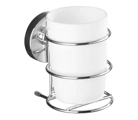 Svietidlá WENKO 20880100-Kelímok VACUUM-LOC MILAZZO 7,5x11,5 cm lesklý chróm/biela 20880100