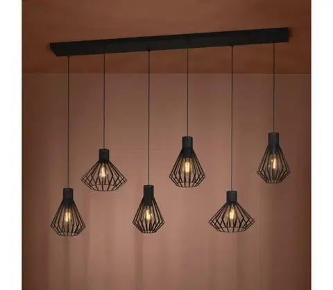 Svietidlá Eglo 390126 - Luster na lanku BASIDANO 6xE27/40W/230V čierna 390126