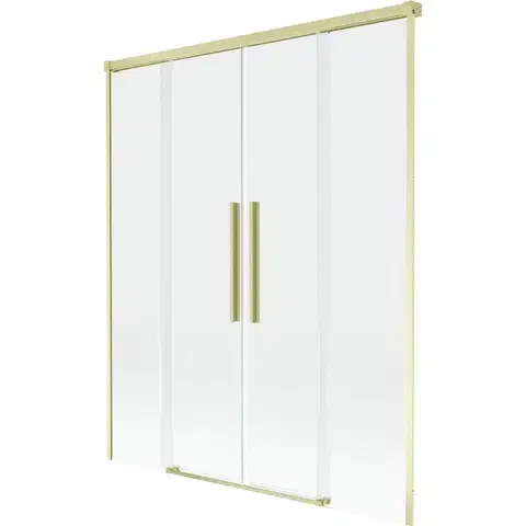 Sprchové dvere MEXEN/S - Rox vaňová zástena 2-krídlová posuvná 160 x 150, transparent, zlatá kartáčovaná 8C9-160-002-55-00