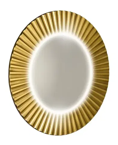 Kúpeľňové zrkadlá SAPHO - PRIDE STRIP guľaté zrkadlo s LED osvetlením v ráme, priemer 75cm, zlato PD750