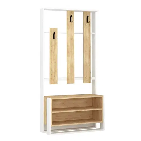 Nemý sluha Nástenný vešiak s botníkom Chester White and Oak
