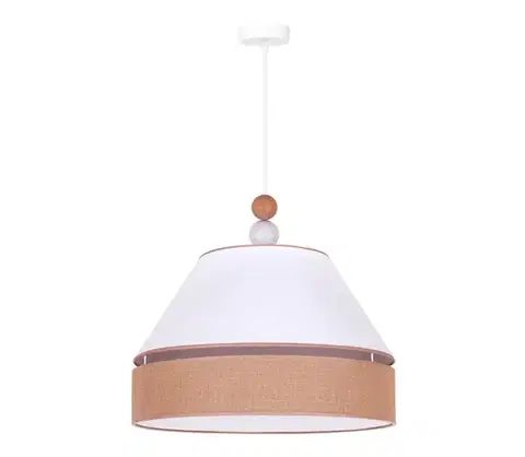 Svietidlá  - Luster na lanku AVIGNON 1xE27/15W/230V pr. 50 cm biela/hnedá 601962