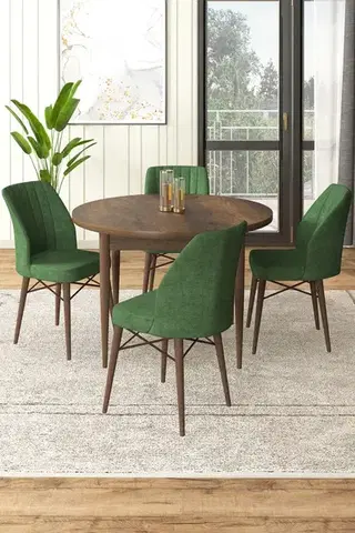 Jedálenské sety Dining Table & Chairs Set (5 Pieces) Rox - Baroque, Khaki