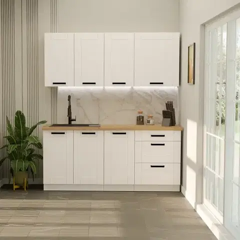 Modulový kuchynský nábytok Kuchynská linka Luna Biely/Biely 180cm bez pracovnej dosky