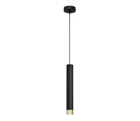 Svietidlá  LED Luster na lanku TUBA 1xGU10/4,8W/230V čierna/zlatá W-KM 1111/1 BK+GO