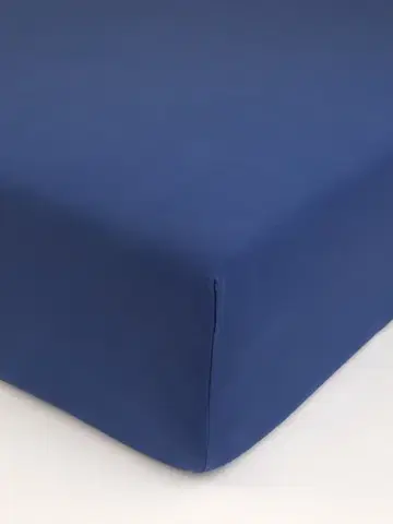 Plachty MKLozkoviny.sk Jersey prostěradlo s elastanem 140 × 200 cm – tmavě modré