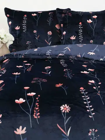 Obliečky MKLozkoviny.sk Obliečky mikroplyš Exclusive – Vlčie maky tmavo modré - 140 × 200 cm - 70 x 90 cm