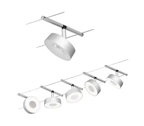 Svietidlá Paulmann 94475 - SADA 5xLED/5W Kompletný lanový systém CIRCLE 230V matný chróm 94475