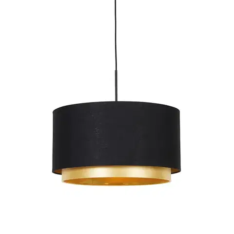 Závesné svietidlá Moderné závesné svietidlo čierne so zlatom 47 cm Duo tienidlo - Combi