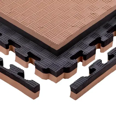 Podložky na cvičenie Puzzle tatami podložka inSPORTline Malmeida 100x100x4 cm mocha mousse-čierna, vzor 5 prúžkov