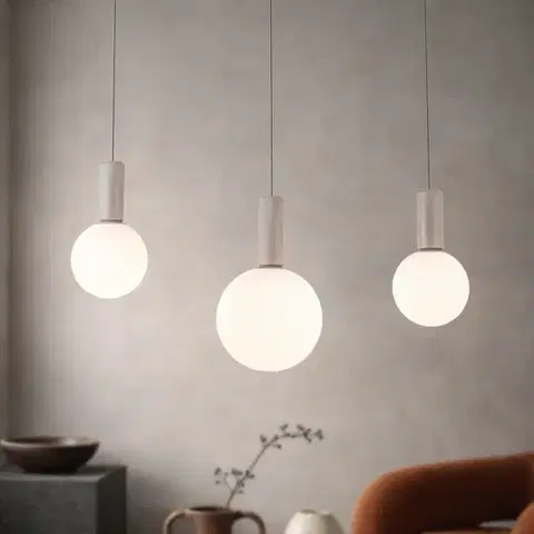 Stropná svetla Lampa wisząca Testa beżowa klosze kule nad stół do jadalni 3xG9