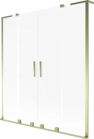 Sprchové dvere MEXEN/S - Velar L Duo dvojkrídlová posuvná vaňová zástena 160 x 150, dekor, zlatá 896-160-003-32-50