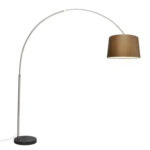 Oblúkové lampy Oceľová oblúková lampa s hnedým textilným tienidlom 45 cm - XXL
