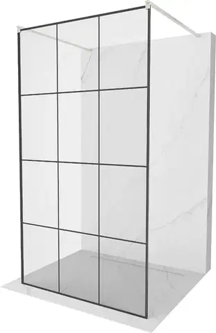 Sprchové dvere MEXEN/S - Kyoto samostatne stojaca sprchová zástena 100 x 200, čierny vzor 8 mm, nikel kartáčovaná 800-100-002-97-77