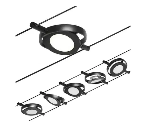Svietidlá Paulmann 94418 - Sada 5xLED/4,5W Kompletný lankový systém ROUNDMAC 230V čierna 94418
