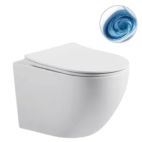 Záchody CERANO - WC závesné Cesso, Vortex + Slim/UF sedátko - biela lesklá - 49x36 CER-476678