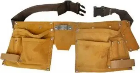 Opasky a traky EXTOL CRAFT Opasok kožený, 12 vreciek, PVC spona
