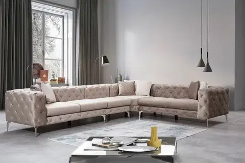 Sedacie súpravy Rohová sedacia súprava / Rohová pohovka Como Corner Right - Beige