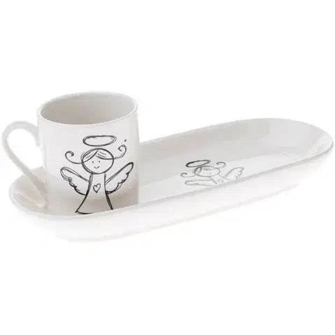 Hrnčeky a šálky Porcelánový hrnček s podtáckou Anjel 90 ml