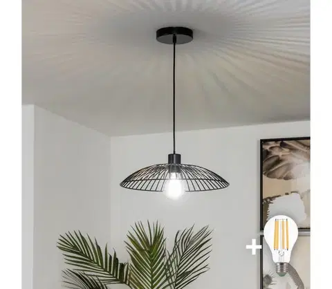 Svietidlá BRILAGI - LED luster na lanku CERIA WIRE 1xE27/40W/230V pr. 38 cm čierny BG3987+EG300159