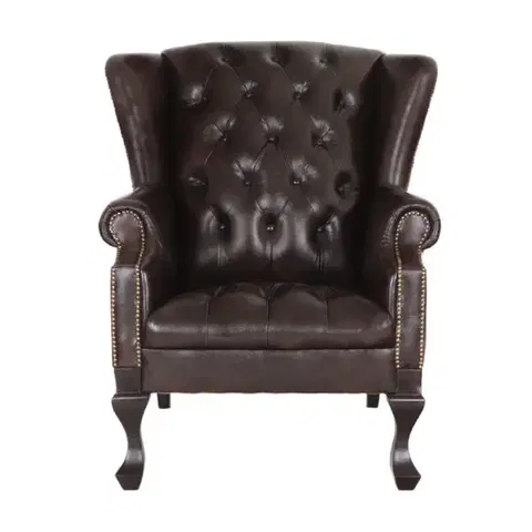 Sedacie súpravy Kreslo Chesterfield Chester z pravej hovädzej kože Brown