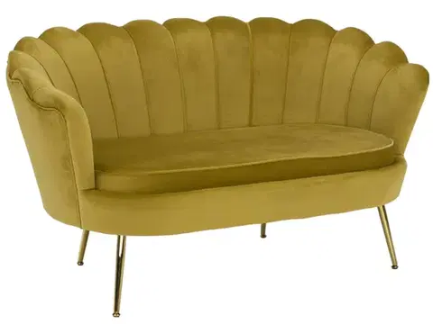 Pohovky a gauče KONDELA Noblin dvojsedačka horčicová (Velvet) / zlatá