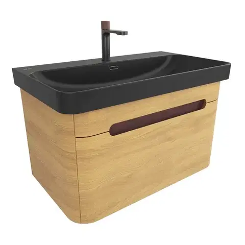 Kúpeľňový nábytok Kúpeľňová skrinka s umývadlom SAT Fusion 77,5x43x45 cm dub medový mat SATFUSION80DMBKMBA SATFUSION80DMBKMBA