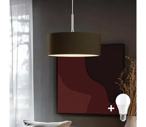 Svietidlá Eglo - LED luster na lanku TUNJA 1xE27/60W/230V hnedá 1xEG32515+1xEG32474