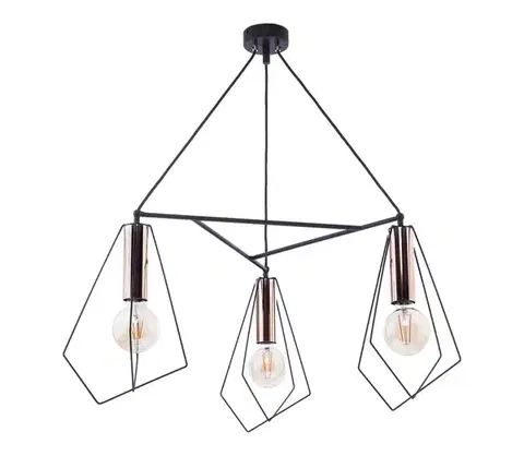 Svietidlá Jupiter 1666 - Luster na lanku KAIR 3xE27/60W/230V čierna/meď 1666