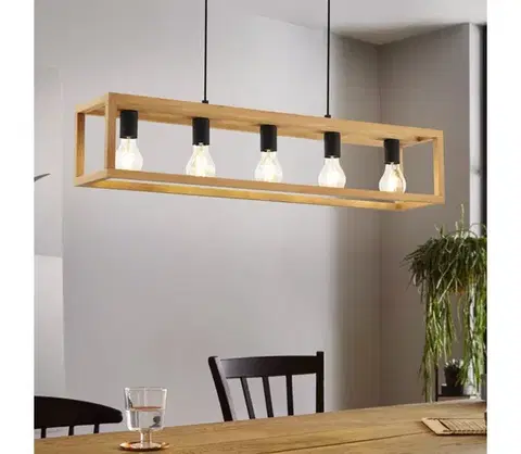 Svietidlá Eglo 32143 - Závesný luster na lane BLACKCROWN 5xE27/40W/230V hnedá 32143