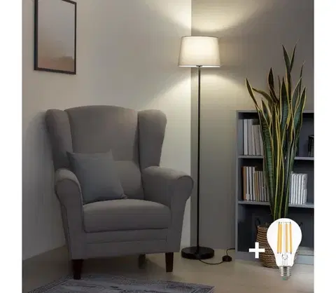Lampy BRILAGI - LED stojacia lampa CERIA 1xE27/40W/230V priemer 30 cm šedá/čierna SA2187+EG781036
