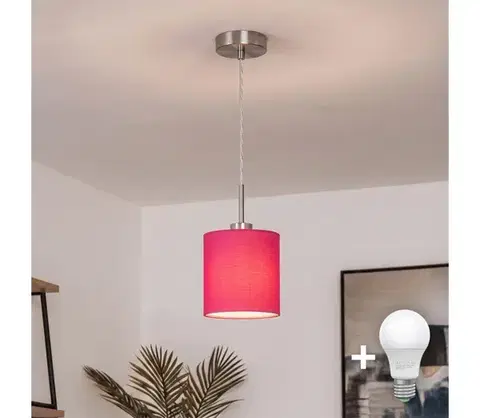 Svietidlá BRILAGI - LED luster na lanku NUBILA 1xE27/60W/230V pr. 14 cm ružová EG32515+BG1577