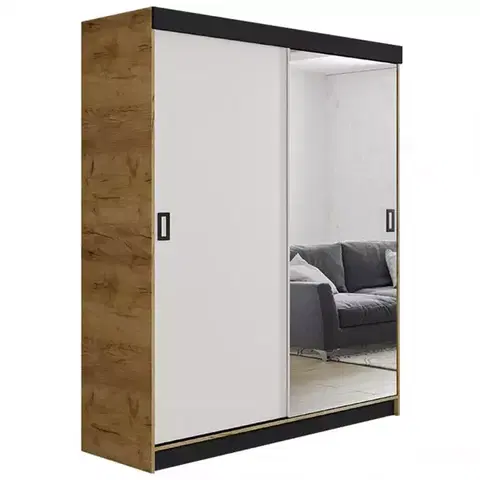 Spálňové šatníkové skrine Skriňa Retro 138 1L craft / Dvierka biely