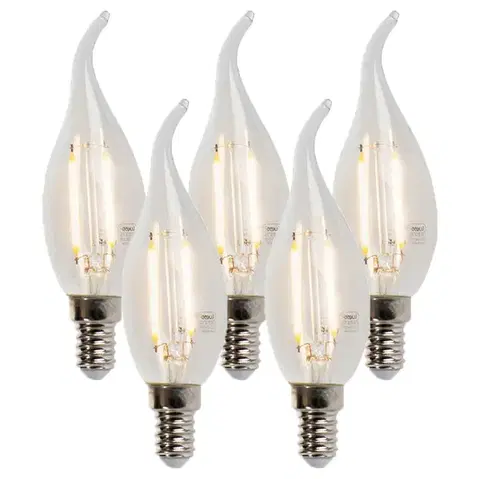 LED osvetlenie Sada 5 stmievateľných LED vláknových žiaroviek sviečok E14 250lm 2700K