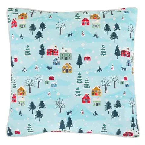Vankúše Vankúš zamatový s výplňou, modrý - farebný vzor, ​​100% polyester, 45 x 45 cm.