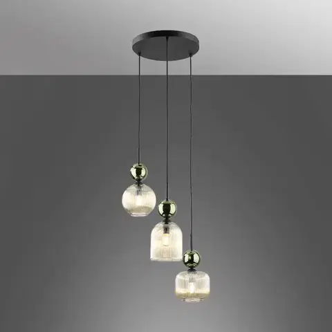 Lampy do obývačky Luster SOPHIA GREEN COGNAC 11148 PL3