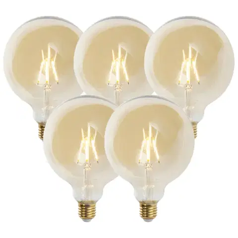 LED osvetlenie Sada 5 stmievateľných LED žiaroviek E27 G125 zlatá 5W 450lm 2200K