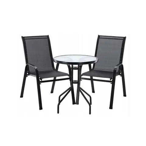 Záhradné zostavy Záhradný balkónový set Stela 3 ks, čierna 