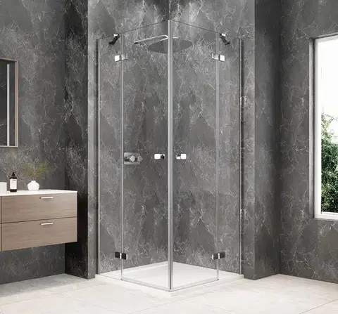 Sprchové dvere POLYSAN - GLOBE CHROME štvorcová sprchová zástena 1000x1000, rohový vstup, číre sklo GB5010C